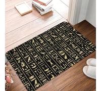 TPDODON Tappeto d'ingresso con geroglifici dorati per porta d'ingresso per interni arte egizia cucina bagno zerbino tappeto per WC-16x24 inch