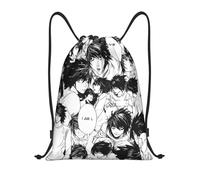 TPDODON Zaino con coulisse Death Note Lawliet Collage Zaino sportivo da palestra Shinigami Anime Borsa con coulisse per yoga