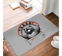 TPDODON Zerbino antiscivolo per ingresso bagno cucina porta tappeto da garage tappeto retrò Live Fast Eat Trash Raccoon-16x24 inch