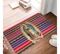TPDODON Zerbino d'ingresso antiscivolo cattolico per porta d'ingresso del garage del giardino della Madonna di Guadalupe Virgen Maria Zarape-24x36 inch