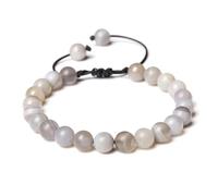 TPDRKOWJX Bracciale con perline, intrecciato da uomo alla moda Braccialetti in pietra naturale Gioielli Donna Uomo in labradorite grigia Regali wanglan(Stripe Agate)