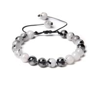 TPDRKOWJX Bracciale con perline, intrecciato da uomo alla moda Braccialetti in pietra naturale Gioielli Donna Uomo in labradorite grigia Regali wanglan(Rutilated Quartz)