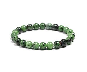 TPDRKOWJX Bracciale con perline, veri rubini verdi naturali Zoisite Pietra elastica 6 8 10mm rotonde Donna Uomo Gioielli wanglan(17cm 6.7inch-Beads 8mm)