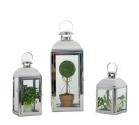 TPDRKOWJX Lanterna, Portacandele Decorativa 1pc Candeliere Lampada a Vento Centrotavola for Matrimoni Candelabri da Giardino Esterno (Oro 14X14.5X36.5CM)(Silver14X14.5X36.5CM)