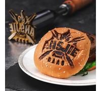 TPFOON Ferro a fuoco personalizzato per hamburger | timbro per alimenti | panini hamburger | ferro a fuoco di carne per bistecche | ferro a fuoco per barbecue | ferro a fuoco | ferro a legna