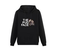 TPGHNVENT Men Long Sleeve Printed Hoodies The Pug Face DogMen's Hoody Sweatershirt Black M