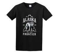 TPGHNVENT Men's Alaska The Last Frontier Bear Home Funny Top Tee Short-Sleeve S T-Shirts Black S