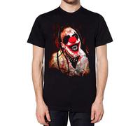 TPGHNVENT Men's Freaky Clown Slim Fit Mens Halloween Party Costume Scary Freaky Monster Circus Blood 453661 T-Shirts Black L