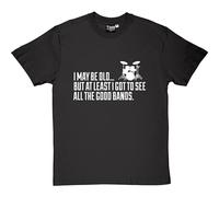 TPGHNVENT Men's I May Be Old But At Least I Got To See all The Good Bands Charcoal Gray En'S (White Print) T-Shirts Black M