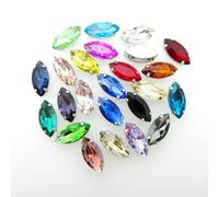 TPIONEER Cristallo di Vetro colorato Artiglio d'Argento 8 Misure bei Colori Occhio di Cavallo Navette Forma Marquise Strass da Cucire su Borse per Indumenti Fai da Te
