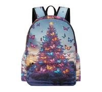 TPISLI Borsa Scolastica Butterflies Christmas Trees Classe 3-5 per Bambina Zaino Scuola Butterfly Bambino 11 Anni Cartella Grande Capiente, School Bag per Sport Viaggio e Attività Quotidiane