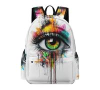 TPISLI Borsa Scolastica Graffiti Eye Art Bambine Classe 2-4 Zaino Scuola Abstract 7-9 Anni Bambini Cartella Impermeabile Capiente, Bookbag per Lezioni Viaggio e Tempo Libero