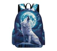 TPISLI Borsa Scolastica Moon Wolf Bambini Classe 3-5 Zaino Scuola Wolves Design Bambine Classe 4 Cartella Scolastica Primaria Backpack, Gite Viaggio Tempo Libero