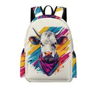 TPISLI Borsa Scuola Bull Pattern Classe 3-5 Bambino Zaino Scolastico Cow Animal 7-10 Anni Bambina Cartella Scolastica per Lezioni, Book Bag per Gita Escursione e Uso Quotidiano
