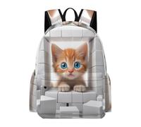 TPISLI Borsa Scuola Kitten 3D Print Classe 3-5 Bambino Zaino Scolastico Cat Design 7-10 Anni Bambina Cartella Scolastica per Lezioni, Book Bag per Gita Escursione e Uso Quotidiano