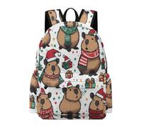 TPISLI Zainetti Cute Capybara Alunni Classe 7-9 Borsa Scolastica Christmas Theme per Ragazzo 11 Anni Cartella Studenti Moderno Leggero Viaggio Tempo Libero Uso Quotidiano