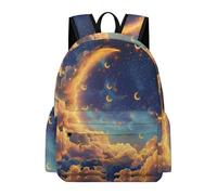 TPISLI Zainetti Scolastici Moon Ragazze Classe 6-8 Borsa Scuola Starry Sky Clouds Ragazzi Classe 7-8 Cartella Scolastica Studenti School Bag, Tempo Libero Outdoor Uso Quotidiano