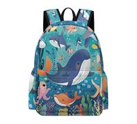 TPISLI Zainetti Scolastici Whale Fish Bambina Classe 1-2 Borsa Scuola Ocean Animals Bambino Classe 2 Cartella Primaria Bookbag, Tempo Libero Outdoor Uso Quotidiano