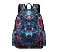 TPISLI Zainetto Animal Rose Wolf Bambina 9 Anni Borsa Scolastica Wolves Pattern Bambini Classe 3-5 Cartella Scolastica Elementare School Bag, Tempo Libero Outdoor Uso Quotidiano