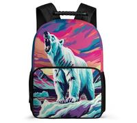 TPISLI Zainetto Bear Ragazzo Ragazza 5-10 Anni Cartella Scolastica Animal Polar Bear Elementare Bookbag, Tessuto 1680D Schienale Imbottito Natale Scuola