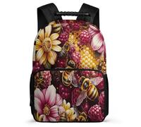 TPISLI Zainetto Bee Flowers Bambina 5-10 Anni Borsa Scolastica Insect Theme Classe 1-3 School Bag, Schienale Imbottito Tasche Laterali Regalo Compleanno