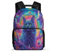 TPISLI Zainetto Cat Colourful Clouds Zaino Per La Scuola Studenti Zaino Kitten Rucksack Scolastico Per Studenti Ragazze, Ragazzi, Resistente All'usura