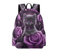 TPISLI Zainetto Cat Rose Bambino 7 Anni Borsa Scolastica Kitten Motif per Bambine Classe 3 Backpack Grande Leggero Regalo Scuola Tempo Libero Outdoor Viaggio Gita