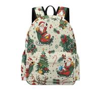 TPISLI Zainetto Christmas Theme Ragazze Classe 6-8 Borsa Scolastica Father Christmas Ragazzi Classe 7-8 Cartella Scolastica Studenti School Bag, Gite Tempo Libero Uso Quotidiano