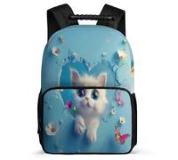 TPISLI Zainetto Cute Cat Design Classe 3-5 per Ragazzi Ragazze Zaino Scuola Kitten Pattern 6-10 Anni School Bag, Tasche Laterali Dettagli in Feltro Tempo Libero