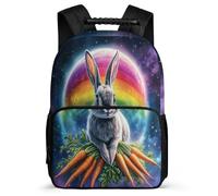 TPISLI Zainetto Cute Rabbit Pattern Bambini 7-12 Anni Borsa Scuola Animal Bunny Print Classe 2-4 School Bag, Dettagli in Feltro Schienale Imbottito Viaggio Uso Quotidiano