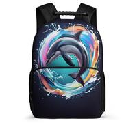 TPISLI Zainetto Dolphin Pattern Classe 1-3 per Ragazzo Ragazza Borsa Scolastica Marine Life 7-12 Anni School Bag, Schienale Imbottito Resistente Leggero Ritorno a Scuola