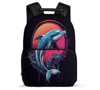TPISLI Zainetto Dolphin Print per Bambina 7-11 Anni Borsa Scolastica Sea Creature Classe 1-3 Daypack, Tessuto 1680D Resistente Leggero Viaggio Uso Quotidiano