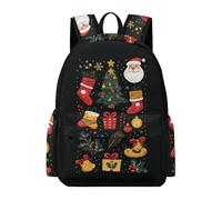 TPISLI Zainetto Father Christmas 14 Anni Bambine Zaino per Computer Christmas Theme Bambini Classe 1-3 Media Cartella Grande Capiente Capiente, School Bag per Rientro Gita e Tempo Libero