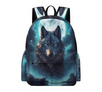 TPISLI Zainetto Full-Moon Wolves Bambini Classe 3-5 Zaino per Computer Moon Wolf Bambine Classe 4 Cartella Scolastica Primaria Backpack, Tempo Libero Outdoor Uso Quotidiano