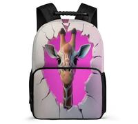 TPISLI Zainetto Giraffe Illustration per Bambina Classe 1-3 Borsa Scolastica Animal Theme 7-11 Anni Backpack, Schienale Imbottito Tasche Laterali Regalo Compleanno