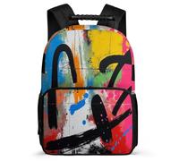 TPISLI Zainetto Graffiti Motif Classe 2-4 per Bambino Borsa Scolastica Colourful 6-10 Anni School Bag, Dettagli in Feltro Schienale Imbottito Regalo Compleanno