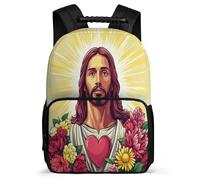 TPISLI Zainetto Jesus Design Classe 1-3 per Bambini Bambine Cartella Scolastica Jesus Christian 7-11 Anni Backpack, Tessuto 1680D Schienale Imbottito Gite Brevi