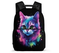 TPISLI Zainetto Kitten Colourful Primaria per Ragazzi Ragazze Borsa Scuola Cat 7-11 Anni Backpack, Tasche Laterali Manico Robusto Regalo Compleanno