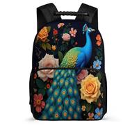 TPISLI Zainetto Peacock Flowers Studenti 7-11 Anni Borsa Scolastica Animal Peacock Classe 3-5 School Bag, Schienale Imbottito Resistente Leggero Tempo Libero
