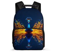 TPISLI Zainetto Peacock Motif Elementare per Bambino Bambina Cartella Scolastica Animal Pattern 7-12 Anni Backpack, Tessuto 1680D Resistente Leggero Natale Scuola