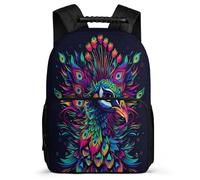 TPISLI Zainetto Peacock Pattern per Ragazzi Ragazze 7-12 Anni Borsa Scolastica Animal Print Primaria Bookbag, Dettagli in Feltro Resistente Leggero Gite Brevi