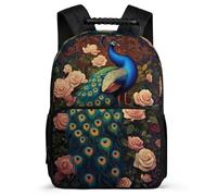 TPISLI Zainetto Peacock per Bambino Primaria Borsa Scolastica Animal Peacock 6-10 Anni School Bag, Schienale Imbottito Manico Robusto Ritorno a Scuola