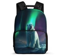 TPISLI Zainetto Polar Bear Motif Ragazzo Ragazza 8-12 Anni Borsa Scuola Animal Pattern Primaria School Bag, Manico Robusto Schienale Imbottito Ritorno a Scuola