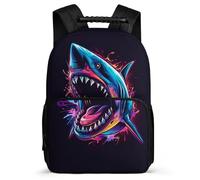 TPISLI Zainetto Shark Pattern Elementare per Bambini Borsa Scuola Marine Life 7-12 Anni Backpack, Schienale Imbottito Dettagli in Feltro Ritorno a Scuola