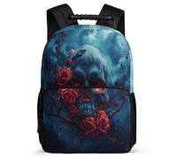 TPISLI Zainetto Skull Rose Pattern per Bambini Bambine Elementare Borsa Scuola Skeleton 8-12 Anni Backpack, Manico Robusto Dettagli in Feltro Ritorno a Scuola