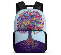 TPISLI Zainetto Tree Of Hearts per Bambini Bambine 5-10 Anni Borsa Scolastica Colourful Botanical Primaria Backpack, Schienale Imbottito Tasche Laterali Gite Brevi