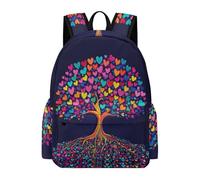 TPISLI Zainetto Tree of Hearts Studenti Studenti Zaino Scolastico Colourful Botanical 8-12 Anni Studentesse Cartella Scolastica Resistente, Daypack per Scuola Viaggio e Uso Quotidiano