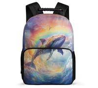 TPISLI Zainetto Whale Elementare per Bambini Borsa Scuola Marine Creature 7-12 Anni Backpack, Schienale Imbottito Dettagli in Feltro Ritorno a Scuola