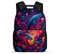 TPISLI Zainetto Whale Pattern per Bambini Bambine Scuola Primaria Cartella Scolastica Marine Life 7-12 Anni School Bag, Dettagli in Feltro Tasche Laterali Gite Brevi