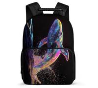 TPISLI Zainetto Whale Print Scuola Primaria per Ragazzi Ragazze Cartella Scolastica Sea Creature 6-11 Anni Bookbag, Tessuto 1680D Tasche Laterali Ritorno a Scuola